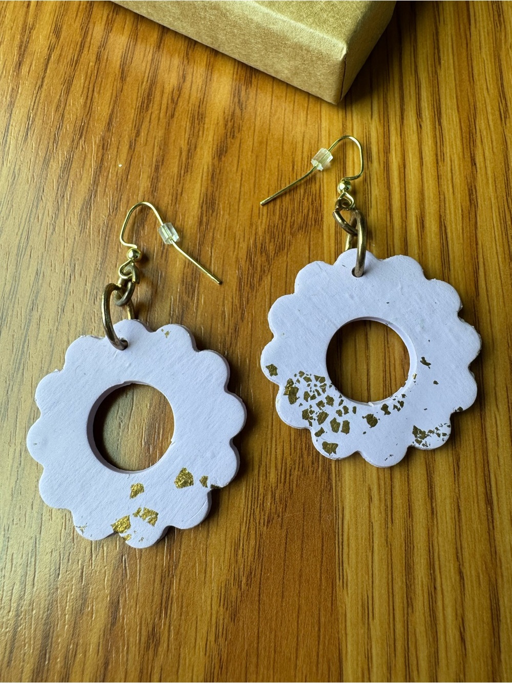 Handcrafted Lavender Clay Earrings with Gold Flecks
